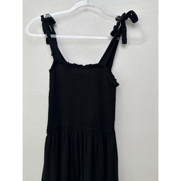 Zesica Women’s Black Tie-Strap Smocked Maxi Dress US S - Picture 3 of 15